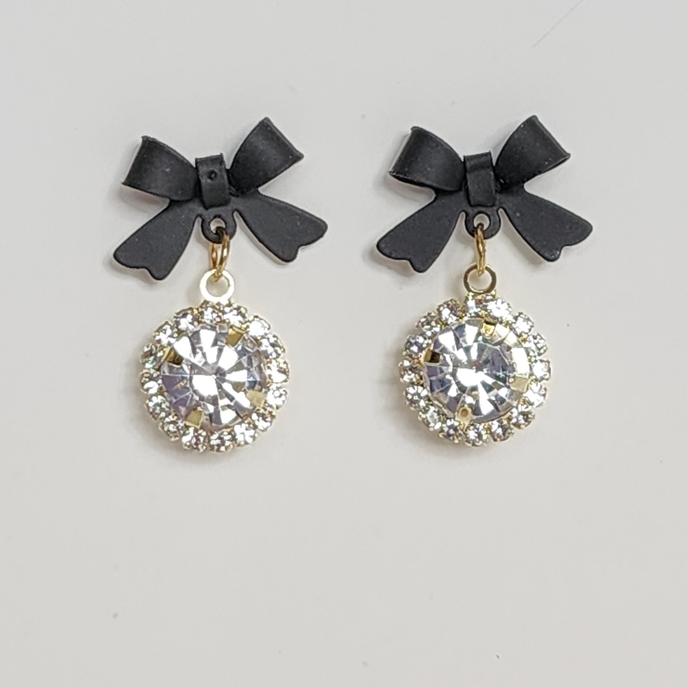 Black Bow Snowflake Earrings